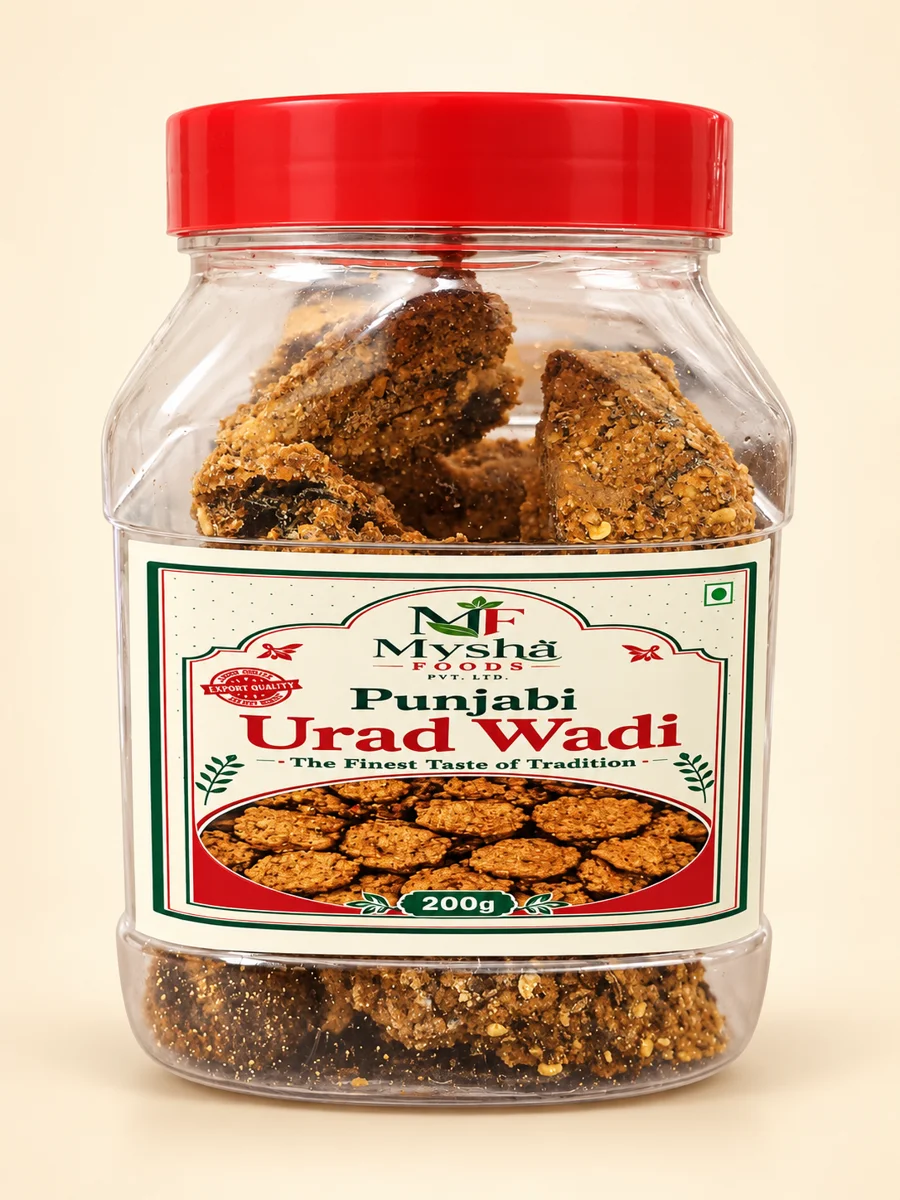 Mysha Punjabi Urad Wadi 200 g jar with red lid